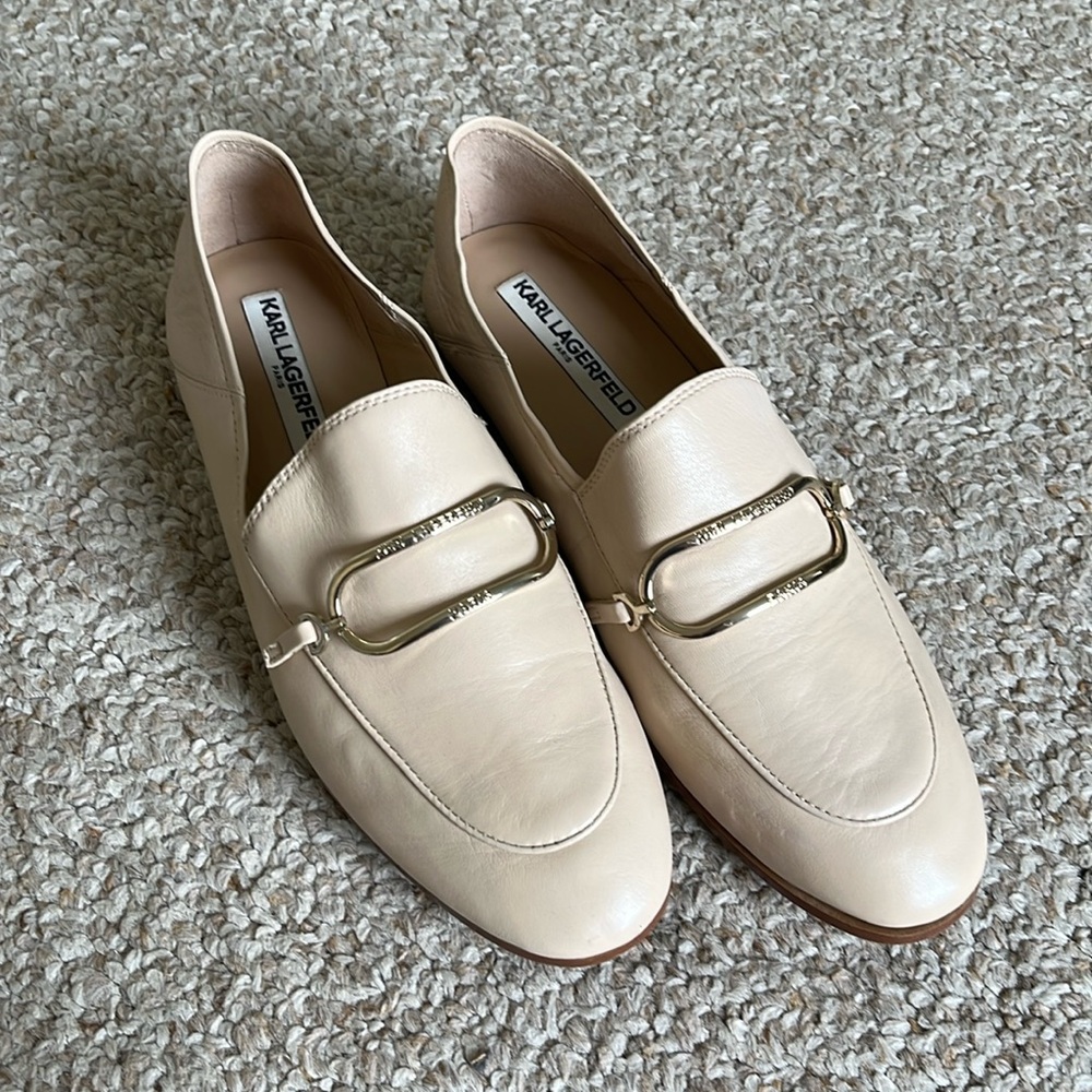 Karl Lagerfeld Nude Leather Loafers